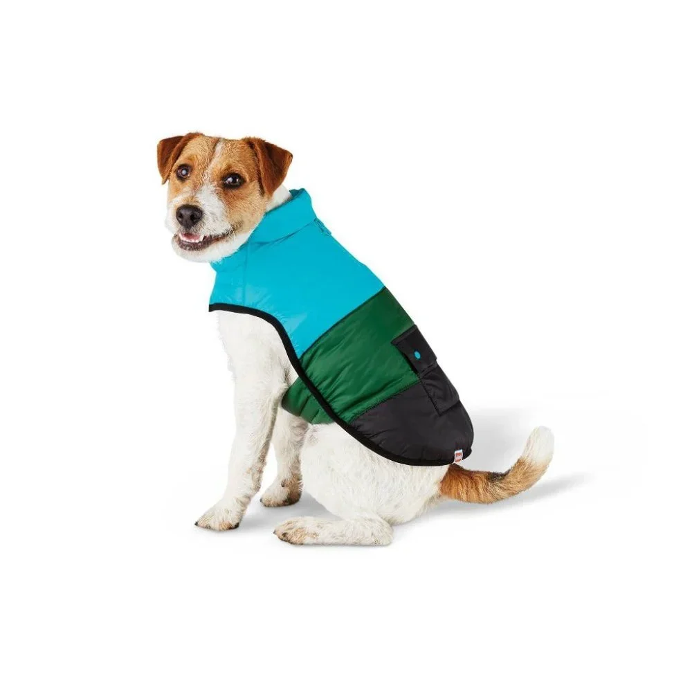 LEGO Collection Dog and Cat Color Block Puffer - Black/Green/Teal